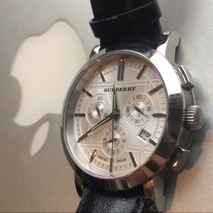 Burberry Leather Band Steel Face Chronograph